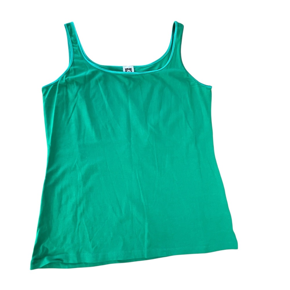 Anne Klein Kelly Green Ribbed Tank Top Size‎ L Scoop Neck Layering Stretch
